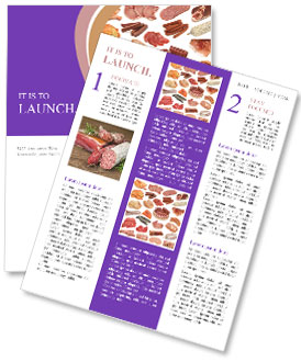 Isolated Meat Assortment On White Background Newsletter Template