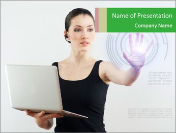Smart Woman and Technology PowerPoint Template