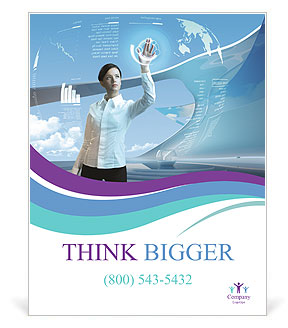 Exploring The Future Of Technology: Futuristic Touch Button Interface In A Stylish Interior With Attractive Brunette - A Poster Template