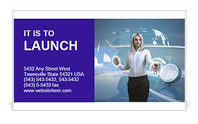 Futuristic Interior Interface With Stunning Blonde Businessperson - Outstanding Series On Business Interiors And Interfaces Business Card Template