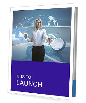 Futuristic Interior Interface With Stunning Blonde Businessperson - Outstanding Series On Business Interiors And Interfaces Presentation Folder