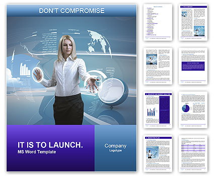 Futuristic Interior Interface With Stunning Blonde Businessperson - Outstanding Series On Business Interiors And Interfaces Word Template