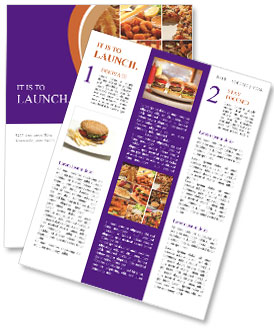 Delicious Pub Food Collage Featuring Cheeseburgers, Wings, Nachos, Fries, Pizza, Ribs, Newsletter Template