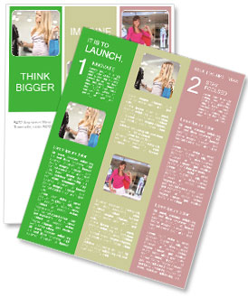 Blonde Young Woman Happily Selects Clothes In A Shop With A Smile Newsletter Template