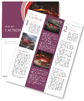 Design And Burnout Of A Unique Red Sports Car. Newsletter Template