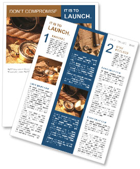 Antique Navigational Tools: Map, Compass, And Rope Newsletter Template