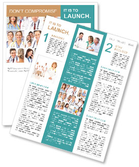 Medical Doctors Wearing Stethoscopes And Smiling. Newsletter Template