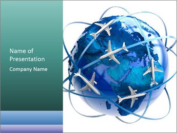 Planes Flying Arund Planet PowerPoint Template