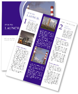 Malerischer Blick auf die Ölraffinerie mit roten und weißen Schornsteinen vor bewölktem Nachmittagshimmel Newsletter