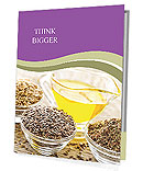 Healthy Breakfast Idea: Nutritious Bowls Of Whole And Ground Flax Seed Topped With Linseed Oil Presentation Folder