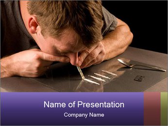 Addicted Man with Cocaine PowerPoint Template