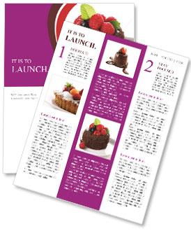 Delicious Chocolate Cake Topped With Fresh Berries On A White Isolated Background Newsletter Template