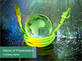 3D Planet with Green Cabel PowerPoint Template