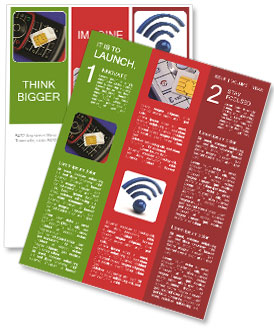 Isolated Blue Concept Of Wireless Communication Featuring A Cellular Phone Equipped With A Sim Card Newsletter Template