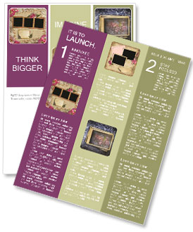 Decorated Vintage Photo Album With Hollyhock Flower Bouquet Frame Newsletter Template