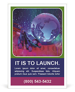 Technology-Styled World Map With Fiber Optic Backdrop Ad Template