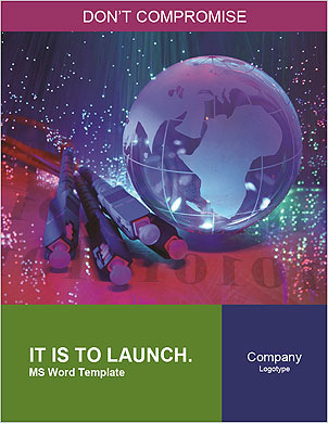 Technology-Styled World Map With Fiber Optic Backdrop Word Template - Page 1