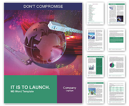 Technology Background With Fiber Optics Network Globe Word Template