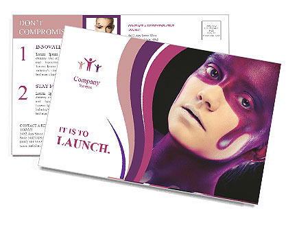 Creative Face-Art On A Young Woman For A Distinctive Look Postcard Template