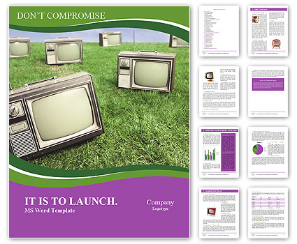 Television Sets Scattered In A Field Of Grass Word Template