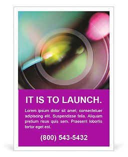 Close-Up Photography: Abstract Shot Of Lens With Pink And Turquoise Reflection Ad Template