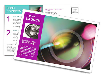 Close-Up Photography: Abstract Shot Of Lens With Pink And Turquoise Reflection Postcard Template