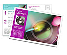 Close-Up Photography: Abstract Shot Of Lens With Pink And Turquoise Reflection Postcard Template