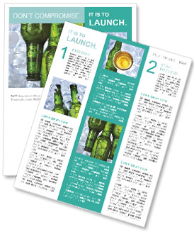 Chilled Beer On Ice With Cool Background: A Refreshing Sight Newsletter Template