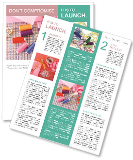 Essential Sewing Supplies: Needles, Threads, Scissors, Ribbons, And Measuring Tape. Newsletter Template