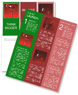 Martini Cocktail With Dual Hearts On Vibrant Red Background Newsletter Template