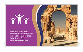 Exploring The Historical Ruins Of Palmyra, An Ancient City In The Syrian Desert. Business Card Template