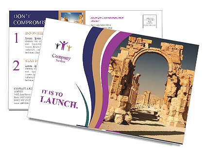 Exploring The Historical Ruins Of Palmyra, An Ancient City In The Syrian Desert. Postcard Template