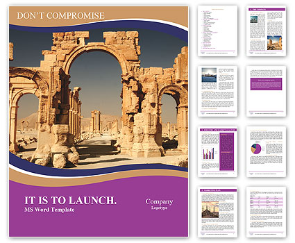 Exploring The Historical Ruins Of Palmyra, An Ancient City In The Syrian Desert. Word Template