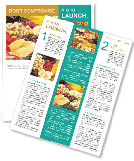 Close-Up View Of Dried Fruits And Nuts: A Nutritious And Delicious Snack Option Newsletter Template