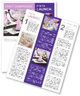 Restaurant Catering Service: Table Setting With Silverware, Glassware, And Napkin Newsletter Template