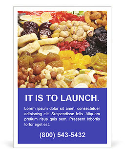 Close-Up Of Assorted Dried Fruits And Nuts For Snacking And Baking Ad Template