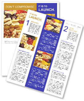 Close-Up Of Assorted Dried Fruits And Nuts For Snacking And Baking Newsletter Template