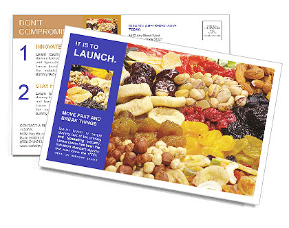 Close-Up Of Assorted Dried Fruits And Nuts For Snacking And Baking Postcard Template