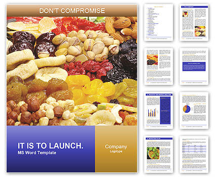 Close-Up Of Assorted Dried Fruits And Nuts For Snacking And Baking Word Template