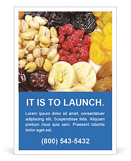 Close-Up Of Dried Fruits And Nuts For A Healthy Snack Ad Template