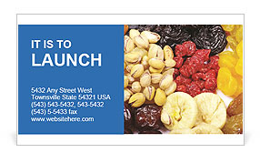 Close-Up Of Dried Fruits And Nuts For A Healthy Snack Business Card Template