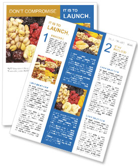 Close-Up Of Dried Fruits And Nuts For A Healthy Snack Newsletter Template