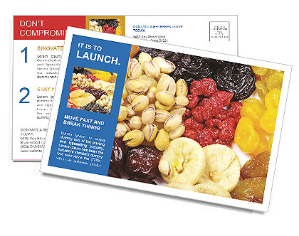 Close-Up Of Dried Fruits And Nuts For A Healthy Snack Postcard Template