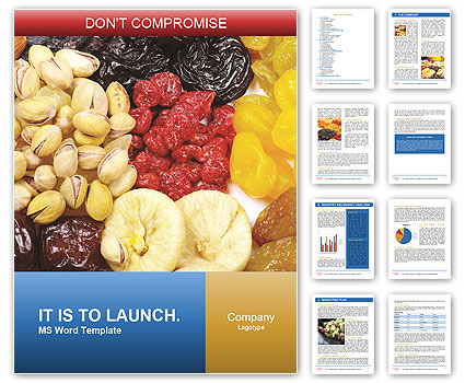 Close-Up Of Dried Fruits And Nuts For A Healthy Snack Word Template