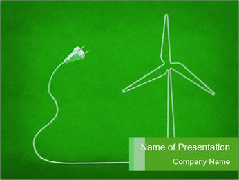 Windmill and Electric Cord PowerPoint Template