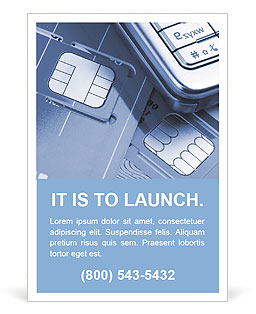 Blue-Toned Close-Up Shot Of Mobile Phone With Sim Cards Ad Template