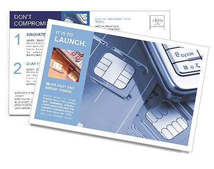 Blue-Toned Close-Up Shot Of Mobile Phone With Sim Cards Postcard Template