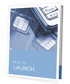 Blue-Toned Close-Up Shot Of Mobile Phone With Sim Cards Presentation Folder