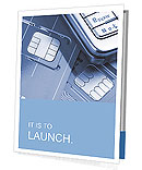Blue-Toned Close-Up Shot Of Mobile Phone With Sim Cards Presentation Folder