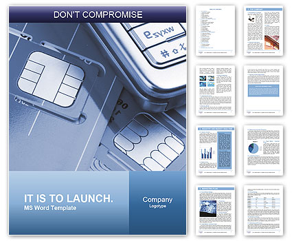 Blue-Toned Close-Up Shot Of Mobile Phone With Sim Cards Word Template